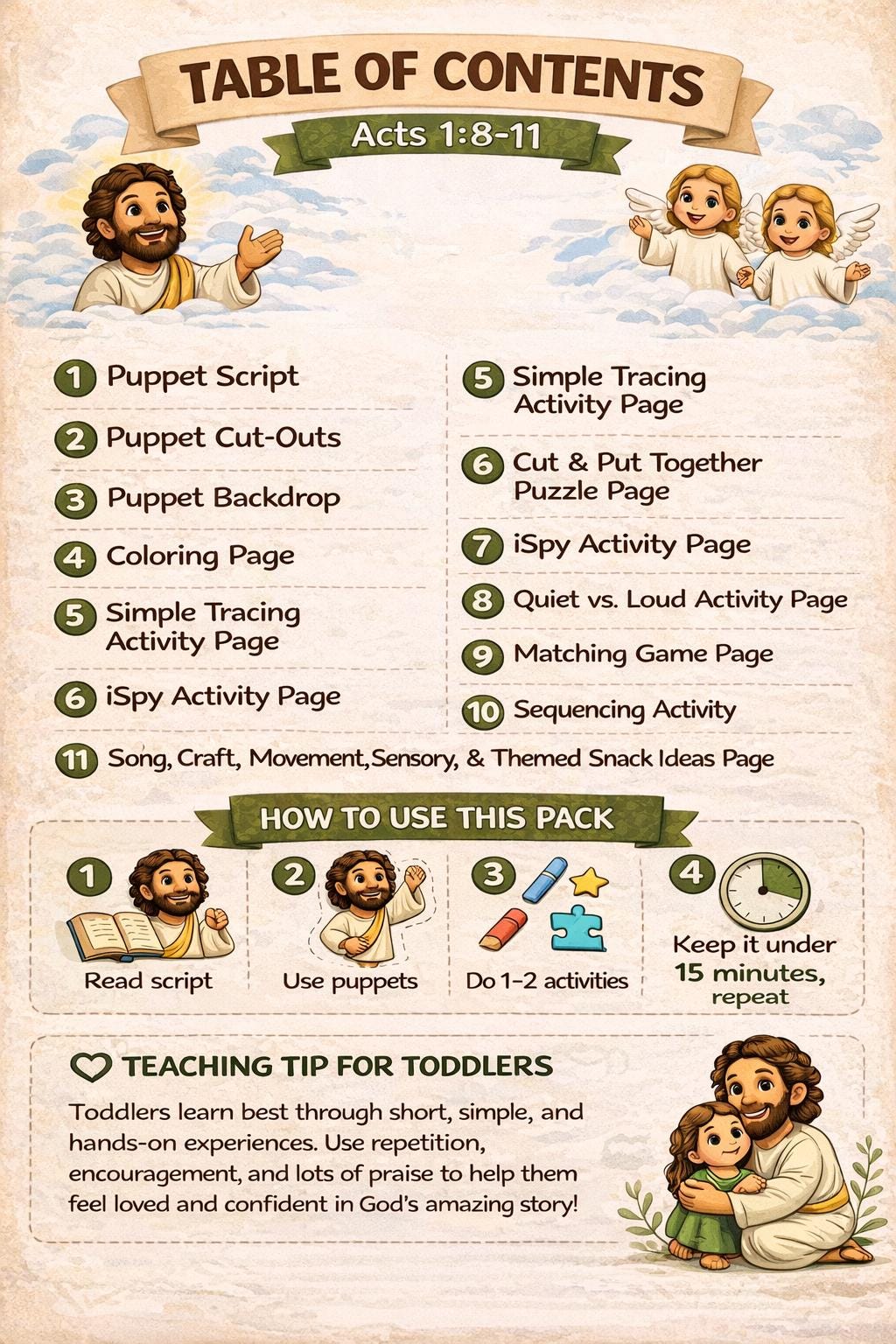 Bible Lesson for Toddlers 2–5 | Jesus Ascends Acts 1 Printable ...