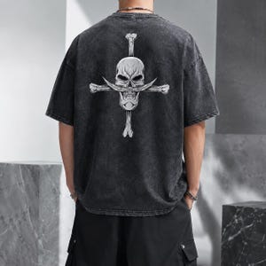 Whitebeard One Piece T-Shirt – Washed Cotton Anime Tee, Oversized Harajuku Streetwear, Unisex Manga Graphic Summer Shirt