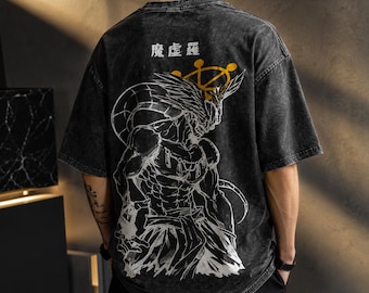 Mahoraga Wheel Jujutsu Kaisen T-shirt – Vintage tvättad Anime-t-shirt, överdimensionerad Harajuku Streetwear, skjorta med åtta handtag och svärdgrafik