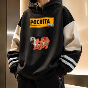Chainsaw Man Hoodie – Pochita Anime Hoodie, Oversized Harajuku Streetwear, Japanese Manga Graphic Sweatshirt, Unisex Pullover