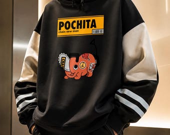Motorsågsmannen Hoodie – Pochita Anime Hoodie, Överdimensionerad Harajuku Streetwear, Japansk Manga Grafisk Hoodie, Unisex Tröja