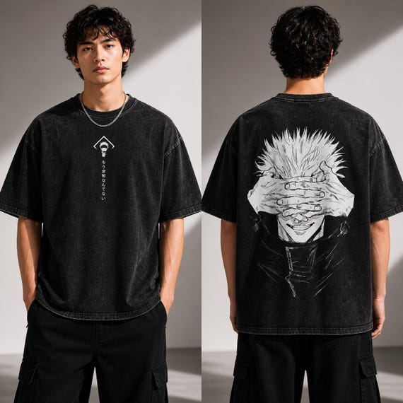 Gojo Satoru Jujutsu Kaisen T-Shirt – Oversized Washed Cotton Anime Manga Tee
