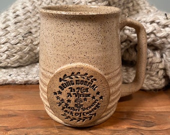 Normal Coffee Mug - creamy to ship- gift idea -16 oz- Mushroom stamp image -magic lover -modern coffee mug - ceramics - pottery - stoneware