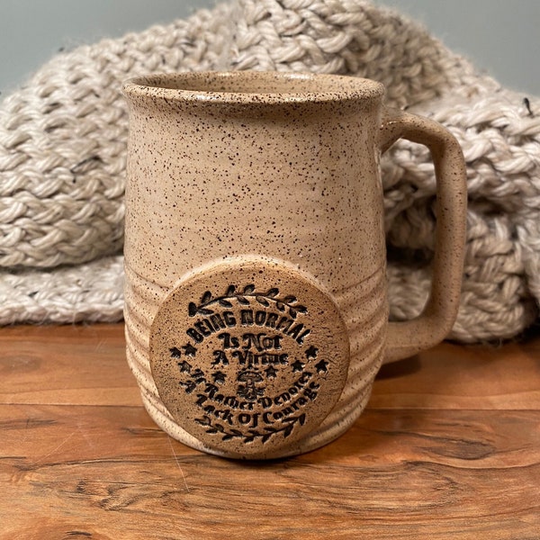 Normal Coffee Mug - creamy to ship- gift idea -16 oz- Mushroom stamp image -magic lover -modern coffee mug - ceramics - pottery - stoneware