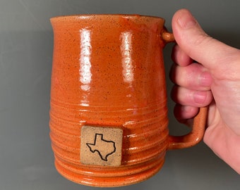 Texas State Coffee Mug - 16 oz - State of Texas stamp image - Made To Order- ceramics - pottery - stoneware