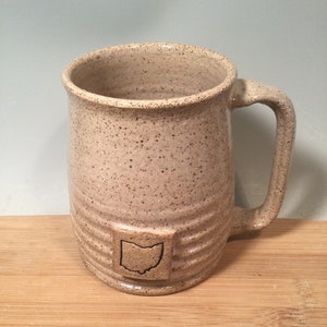 Ohio State Coffee Mug: Handmade Pottery, State Stamp Accent (16 oz)