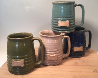 Dog Bone Mug - custom mug - gift idea-Made to Order -16 oz- Dog stamp image -dog lover -modern coffee mug - ceramics - pottery - stoneware