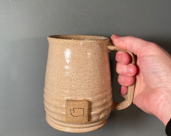 Washington State Coffee Mug - 16 oz - State of Washington stamp image - Made To Order- ceramics - pottery - stoneware
