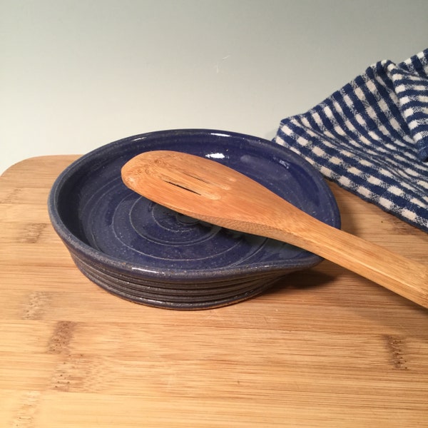 Spoon Rest - Cobalt Blue Farmhouse Pottery -Modern Ceramic -Ready to Ship-Kitchen storage - ceramics - pottery - stoneware - ready to ship