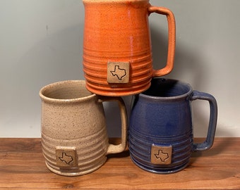 Texas State Coffee Mug: Handmade Pottery, Custom Color, 16 oz