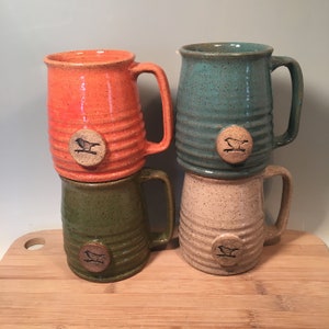 Bird Coffee Mug - custom mug - gift idea-Made to Order-16 oz- Bird stamp image -bird lover-modern coffee mug - ceramics -pottery - stoneware