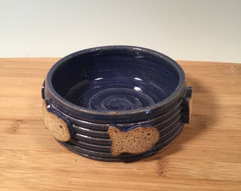 Extra Small Cat Dog dish - Pottery pet Bowl - Cobalt Blue Pet Feeding Modern ceramics -farmhouse style pottery -stoneware - pets - feeding