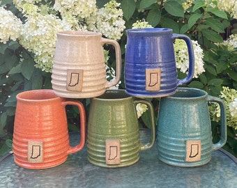 Indiana State Coffee Mug: Handmade Pottery, Custom Color, 16 oz