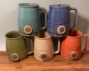 Celtic cross Knot Coffee Mug: Handmade Stoneware, Irish Design (16 oz)