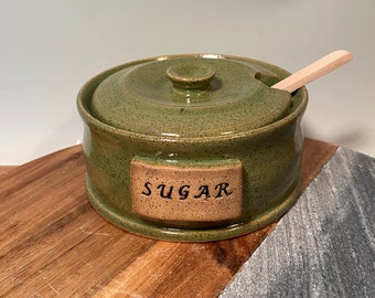 Pottery Sugar bowl - Kitchen Storage Jar -Modern Pottery - Farmhouse style - ready to ship - ceramics - pottery - stoneware