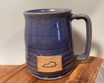 Kentucky  State Coffee Mug - 16 oz  -State of Kentucky stamp image - Made To Order- ceramics - pottery - stoneware