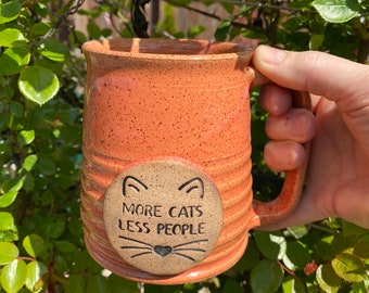 Más Gatos Taza de café lista para enviar - idea de regalo -16 oz- Imagen de sello de amante de los gatos -amante de los perros -taza de café moderna - cerámica - alfarería - gres