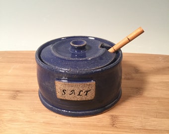 Pottery Salt Cellar - Kitchen Storage Jar - Cobalt Blue  Modern Pottery - Farmhouse style - ready to ship - ceramics - pottery - stoneware