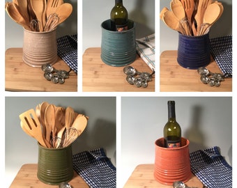 Made to Order Kitchen Utensil Holder - Wine Chiller - Pottery Jar - Choose your Color -Kitchen Utensil crock - Ceramics -Pottery - Stoneware