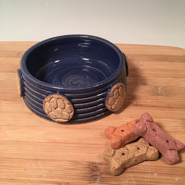 Extra Small Cat Dog dish - Pottery pet Bowl - Cobalt Blue Pet Feeding Modern ceramics -farmhouse style pottery -stoneware - pets - feeding