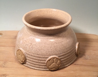 Long Ear Dog Bowl- Spaniel Bowl -mess free dog water bowl -Ivory white pottery -ready to ship - ceramics - stoneware - pets - feeding