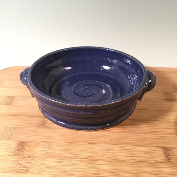 Mini Pie Pan - Brie Baker Dish - Personal Size Casserole - Cobalt Blue modern pottery - farmhouse style - ceramics - pottery - stoneware