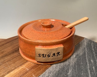 Sucrier en poterie - bocal de rangement pour la cuisine - poterie moderne - style campagnard - prêt à être expédié - céramique - poterie - grès