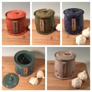 Custom Garlic Keeper Pottery Garlic Jar Lidded Jar Kitchen Storage Made to Order Choose your color ceramics pottery stoneware image 1