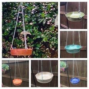 Ceramic Pottery Wheel-thrown Handmade Stoneware Hanging Small Bird Bath One of a Kind for the Garden