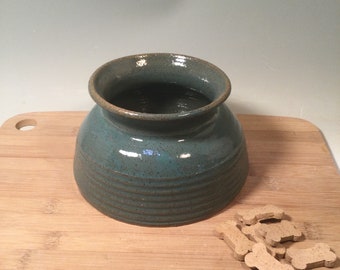 Long Ear Dog Bowl- Spaniel Bowl -mess free dog water bowl -Aqua Turquoise pottery -ready to ship - ceramics - stoneware - pets - feeding