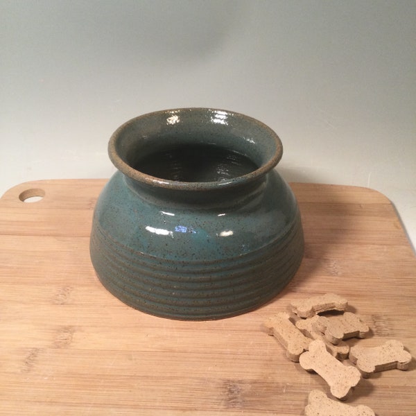 Long Ear Dog Bowl- Spaniel Bowl -mess free dog water bowl -Aqua Turquoise pottery -ready to ship - ceramics - stoneware - pets - feeding