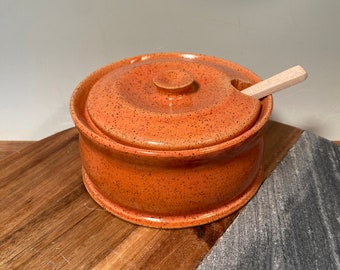 Pottery Salt Cellar - Spice Storage Jar -Modern Pottery - Farmhouse style - ready to ship - ceramics - pottery - stoneware