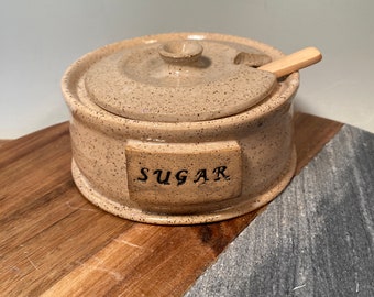 Pottery Sugar bowl - Kitchen Storage Jar -Modern Pottery - Farmhouse style - ready to ship - ceramics - pottery - stoneware