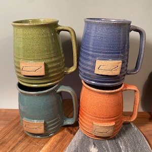 Tennessee State Coffee Mug -Custom Made - 16 oz -Choose color - State Tennessee stamp image - Made To Order- ceramics - pottery - stoneware