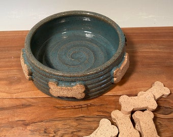 Extra Small Cat Dog dish - Pottery pet Bowl -Aqua Turquoise Pet Feeding Modern ceramics -farmhouse style pottery -stoneware - pets - feeding