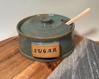 Pottery Sugar bowl - Kitchen Storage Jar -Modern Pottery - Farmhouse style - ready to ship - ceramics - pottery - stoneware