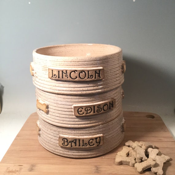 Personalized Large Dog Bowl: Custom Glazed Stoneware Pet Feeding Bowl
