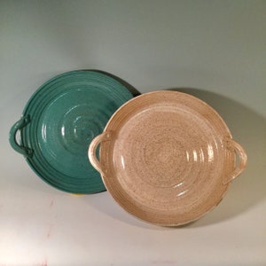 Custom Pottery Serving Platter with Handles: Farmhouse Ceramic Plate