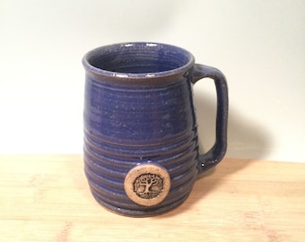 Tree of Life Mug - cobalt blue -16 oz -Ready to ship -Tree lover stamp-modern coffee mug - Made To Order- ceramics - pottery - stoneware