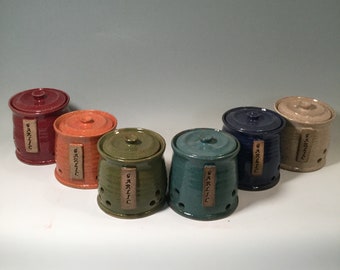 Custom Garlic Keeper - Pottery Garlic Jar - Lidded Jar - Kitchen Storage - Made to Order - Choose your color- ceramics - pottery - stoneware