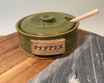 Pottery pepper jar - Spice Storage Jar -Modern Pottery - Farmhouse style - ready to ship - ceramics - pottery - stoneware