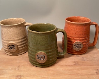 Handmade Bear Coffee Mug: Modern Pottery, 16 oz Stoneware