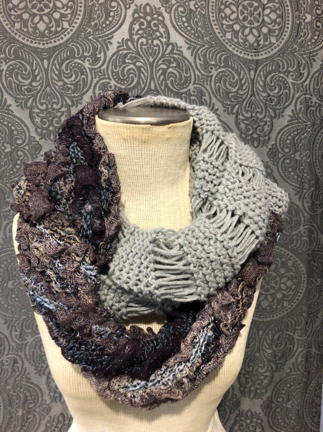 Knit scarf Knitting accessories Women accessories gray Etsy