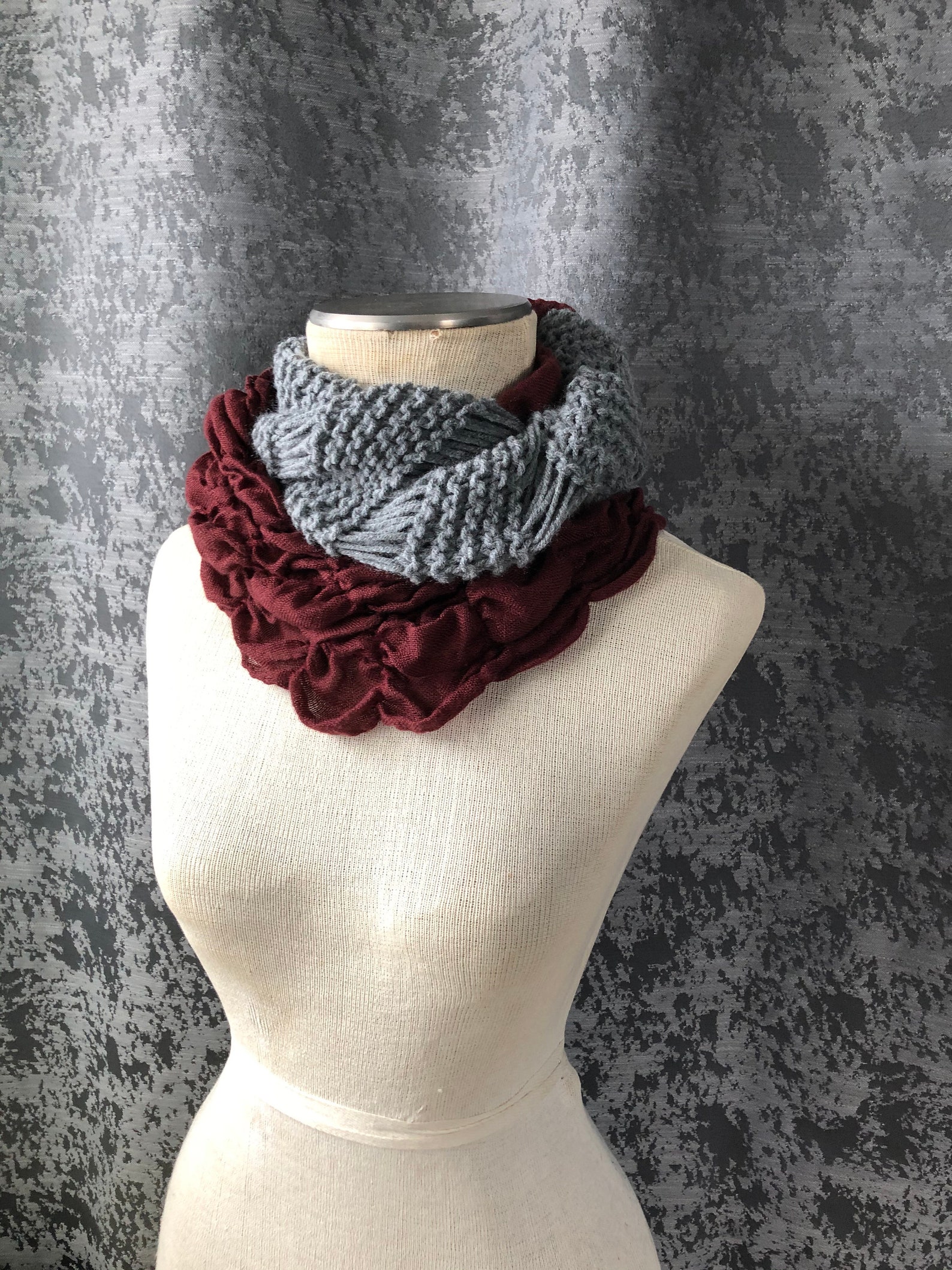 Knit scarf Knitting accessories Women accessories Grey Etsy