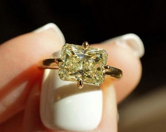 Kanariengelber Verlobungsring, Verlobungsring, 14K Vergoldet, 9 x 7 MM