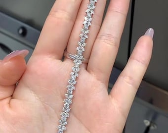 Weiße Marquise & Diamant im Rundschliff, Tennisarmband, 925 Sterling Silber, Hochzeitsgeschenk