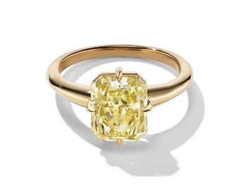 Strahlenförmiger Kanariengelber Solitärring: 14K Roségold vergoldet, 9 x 7 MM