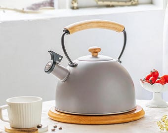 Gray Stainless Steel Whistling Kettle | Flame-Powered Whistling Kettle|Electric Stove Tea Kettle | Tea Set for Tea Parties|Housewarming Gift