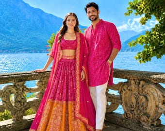 Pink Sequence embroderied  Lehenga Choli Set for Women, Indian Wedding Lehenga, Bridal Party Outfit, Designer Sangeet Lehenga