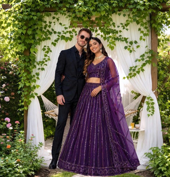 Wine Purple Lehenga Choli Set, Indian Festival Outfit, Engagement Wear, Embroidered Lehenga With Dupatta, Women Ethnic Dress